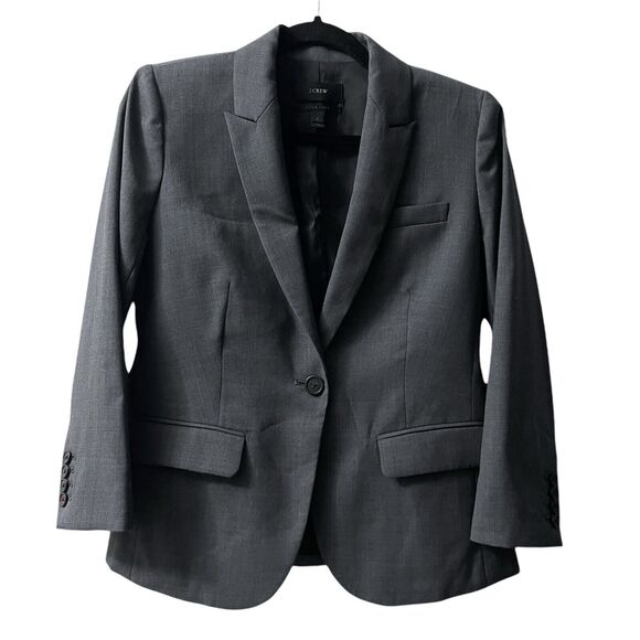 J. Crew Blazer Women’s Size 6 Gray Super 120s 100% Wool Business Contemporary - Picture 1 of 8